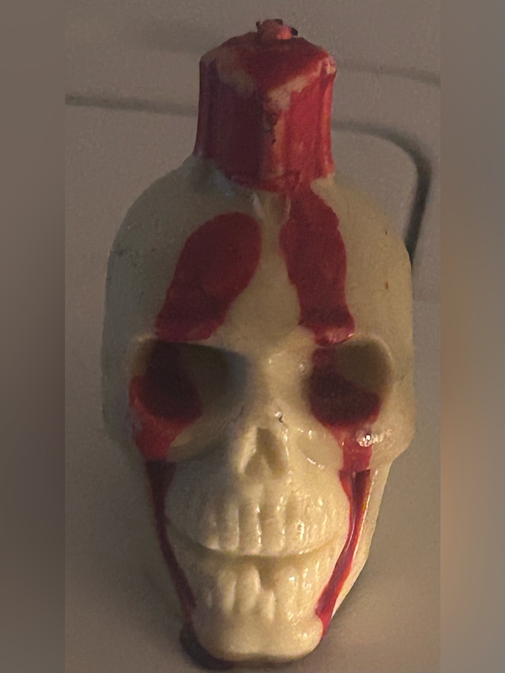 Vintage Gurley bleeding skull candle!